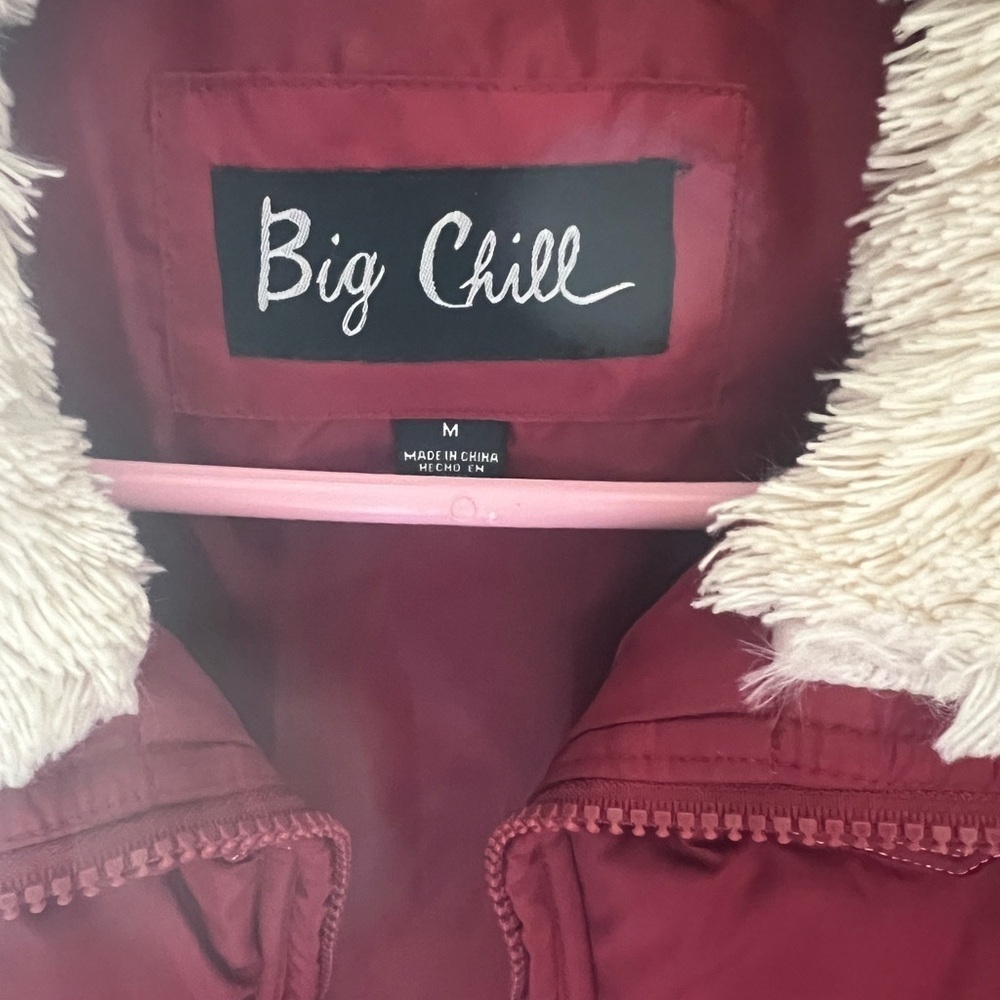 Big Chill Burgundy Puffer Vest with Cream Lining - Picture 3 of 3